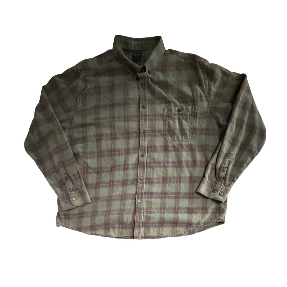 James Pringle Flannel Button Down Mens XXL Green Plaid Long Sleeve